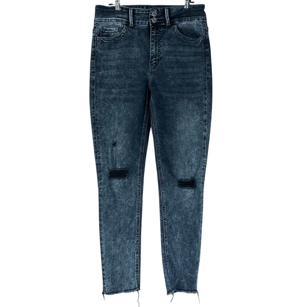 Vervet Jeans Women Size 29 Black Acid Wash Skinny High Rise Distressed Raw Hems